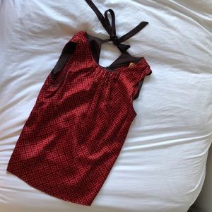 Tory Burch red satin sleeveless top